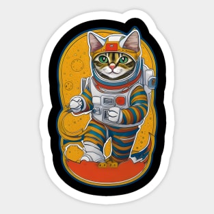 Red Planet Explorer: Cat in Astronaut Suit on Mars Sticker